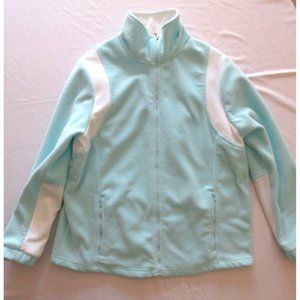 Athletic Works Womens Fleece Jacket Aqua White Size 1X (16W) Heavy Weight